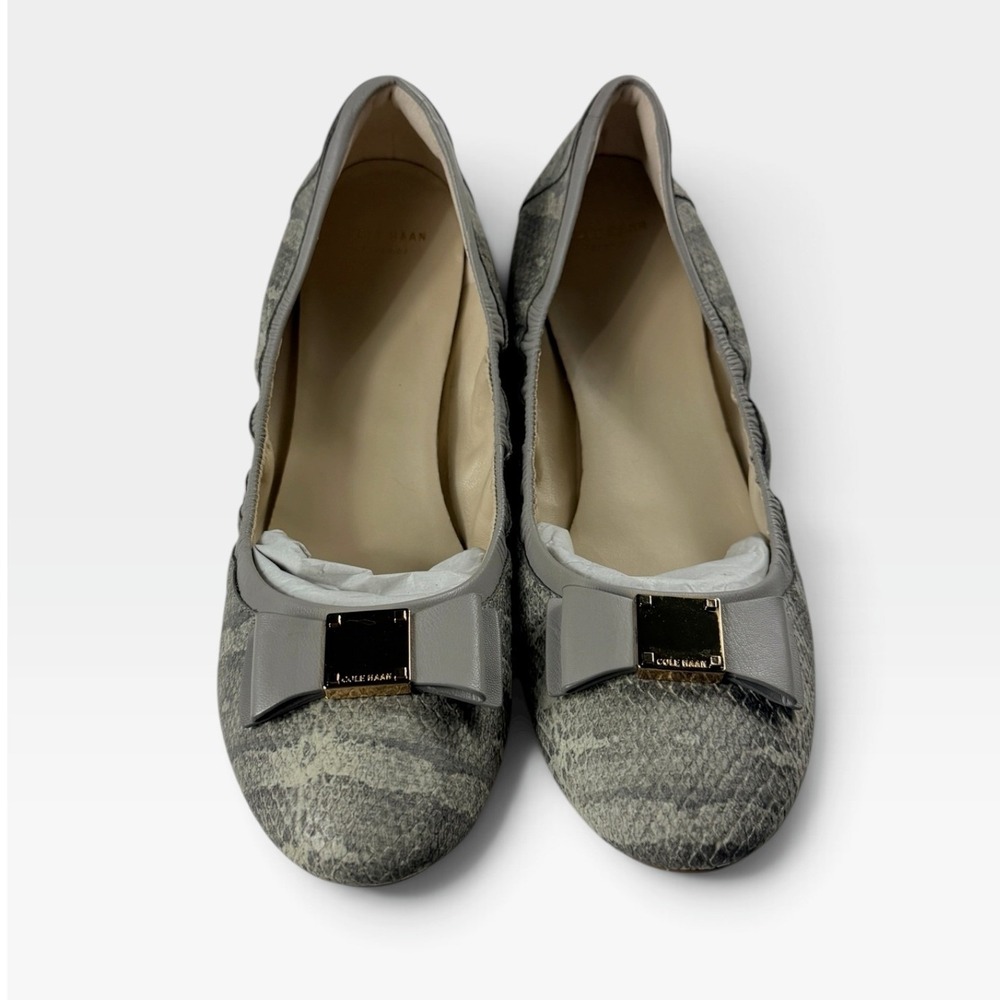 Cole Haan Tali Bow Ballet Flats Womens 10.5 B Paloma Snake Print D44295 New
